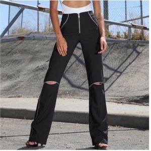 I am gia black reflective pants with zipper
